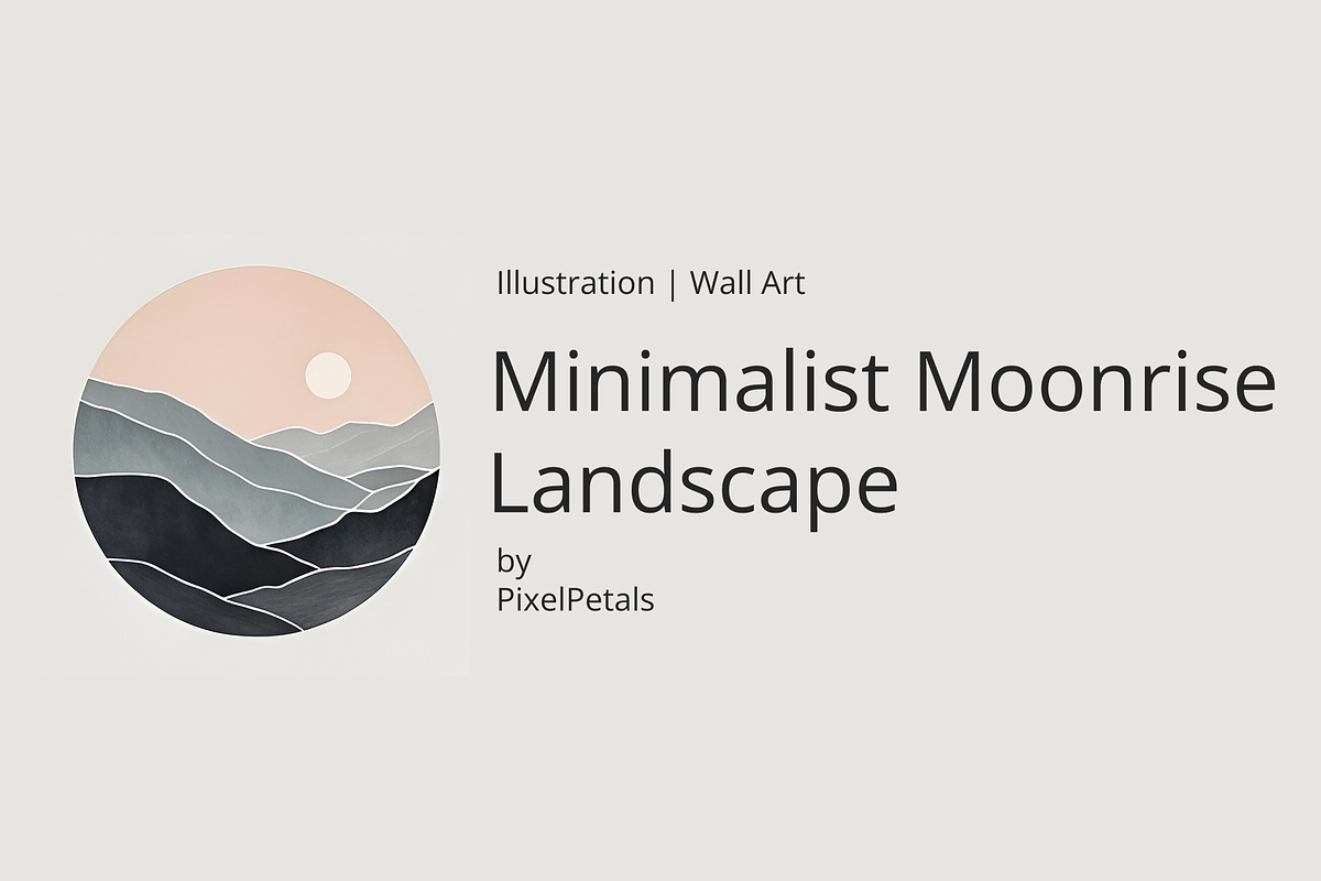 Minimalist Moonrise Landscape Art, an Illustration by pixelpetals (Photo 1 of 4)