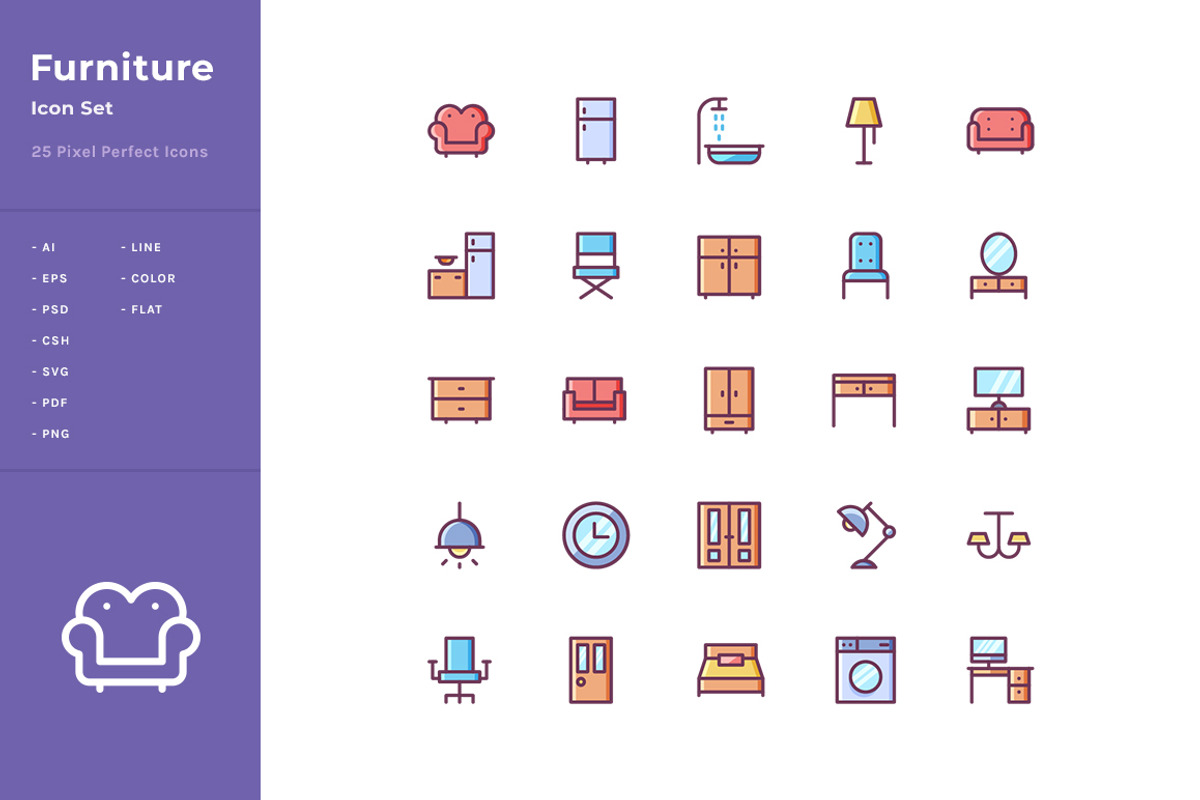 Furniture Icon Set, a Solid Icon by WellMadePixel (Photo 2 of 4)