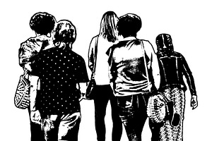 Isolated graphic of diverse group of women walking, a Person Illustration by DanFLCreativo