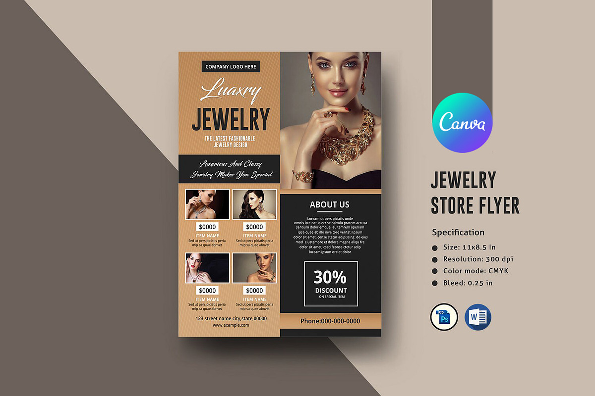 Jewelry Promotion Flyer Template, a Flyer Template by Template Shop (Photo 1 of 3)