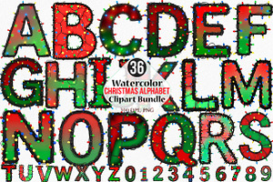 Christmas Alphabet Clipart, an Illustration by Canvas Craft