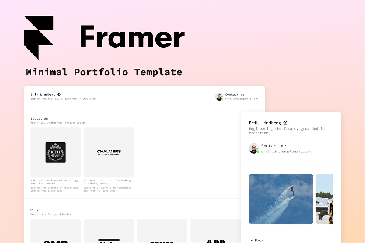 Resumini Framer Template, a Websites & App Template by Flingor (Photo 1 of 6)