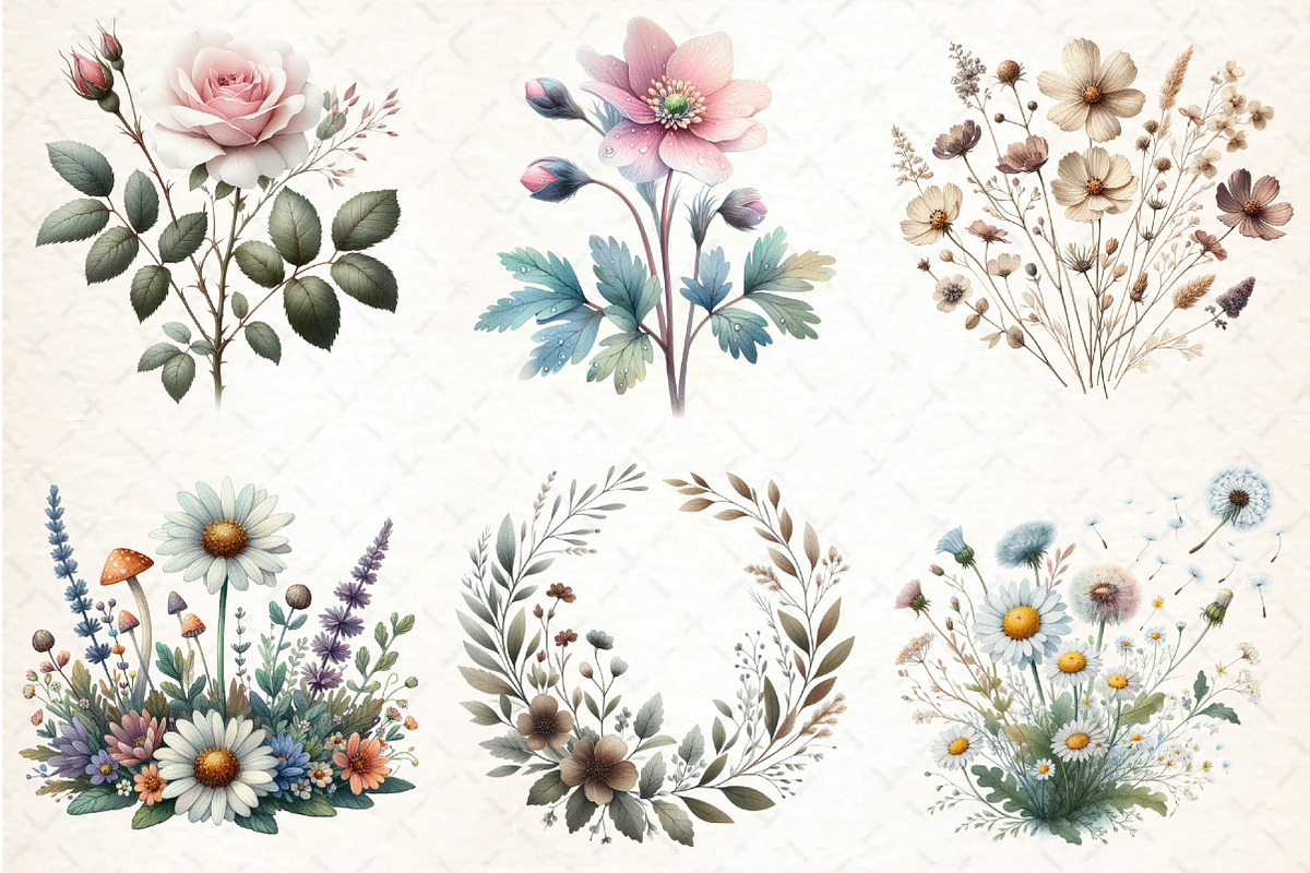Watercolor Botanical Forest Wildflow, an Illustration by DreamCafeArt (Photo 4 of 7)