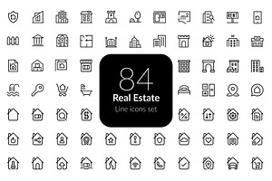 Real Estate line icons set