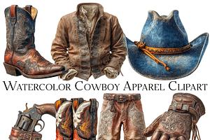 Watercolor Cowboy Apparel Clipart