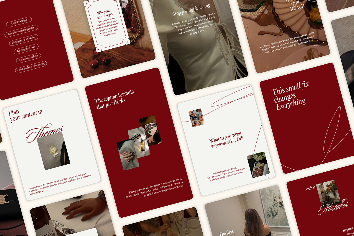 Old Money Burgundy Instagram Posts, a Social Media Template by Meraki Templates (Photo 1 of 8)