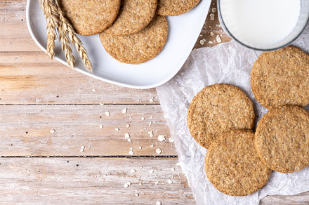 Healthy oatmeal cookies on wooden table, a Photo by etorres69
