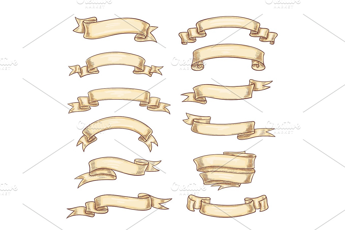 Vector icons old paper roll or manuscript ribbon, an Object Graphic by ...