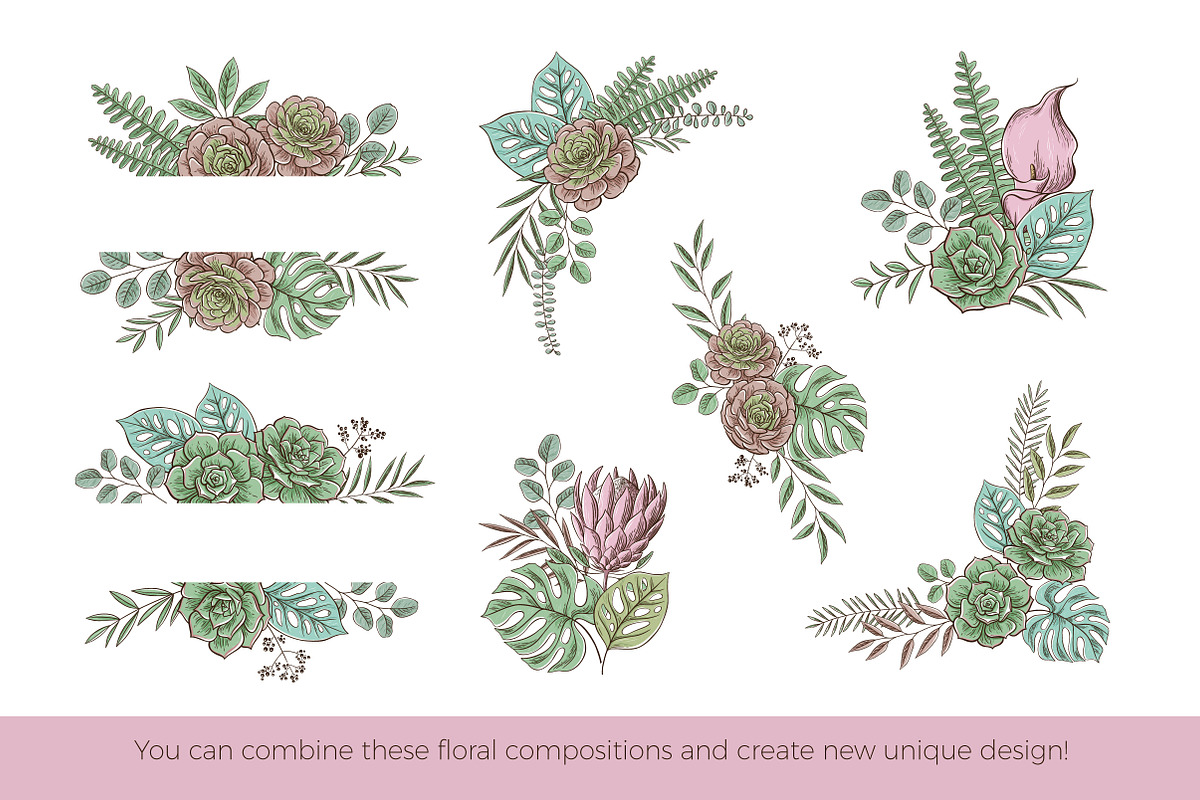 Tropical floral set | 105 elements!, an Object Illustration by bariskina (Photo 7 of 14)