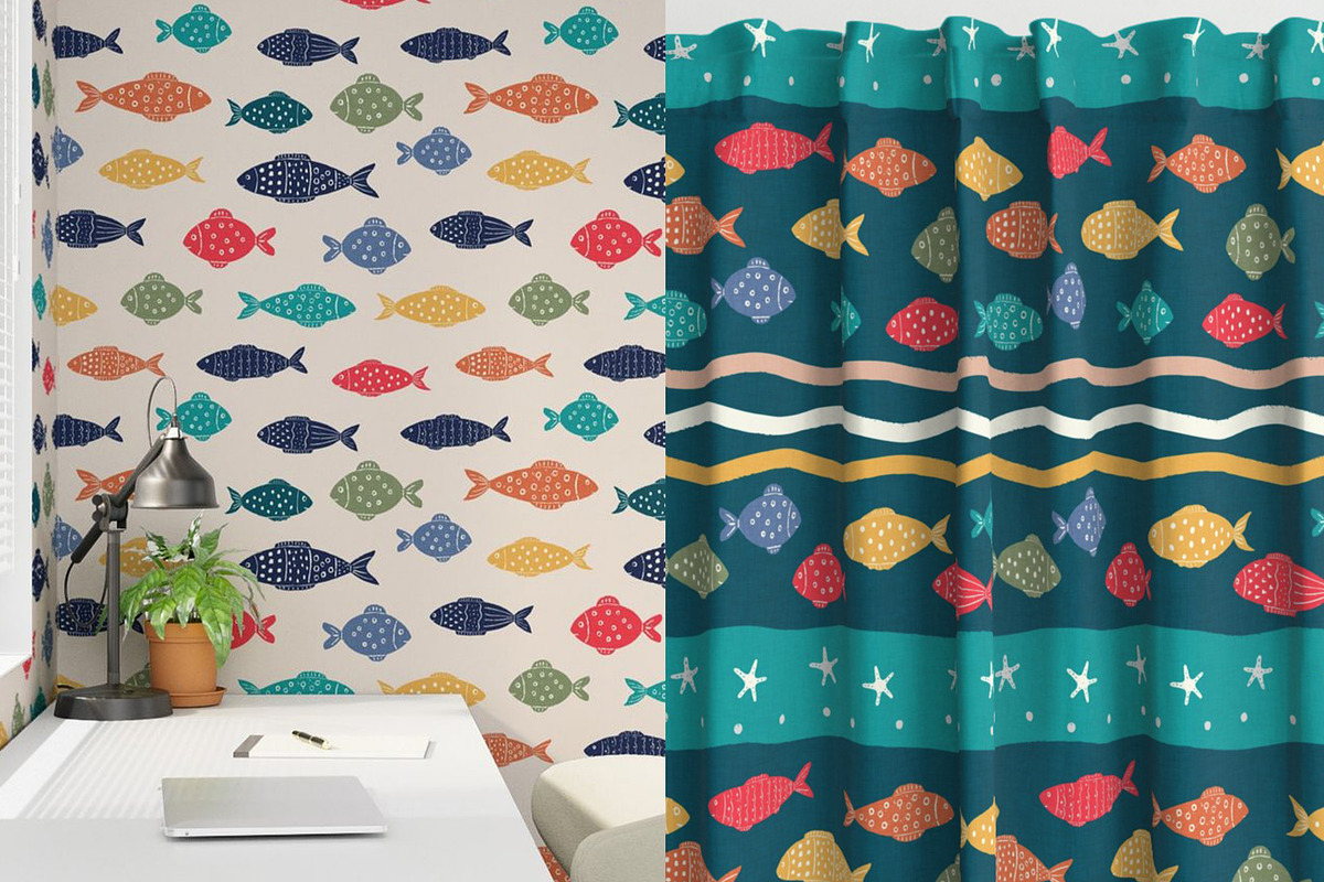Nautical Fish Playful Collection, a Pattern Graphic by Naty Art (Photo 7 of 12)