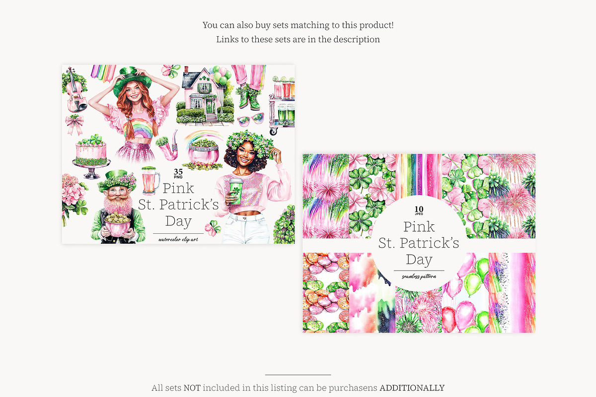 Pink St. Patrick’s Day Clipart, a Seasonal Illustration by GlamArtZhanna (Photo 2 of 6)