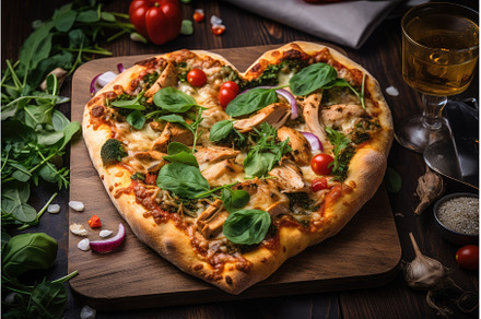 heart-shaped pizza with grilled, a Food & Drink Photo by Sergey Kotenev