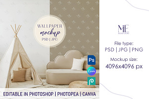 Kids Room Wallpaper Mockup Interior, a Product Mockup by Mie Mockup Studio