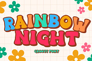 Rainbow Night is a retro groovy font, a Handwritten Font by Brown Cupple (Thumbnail 1 of 6)