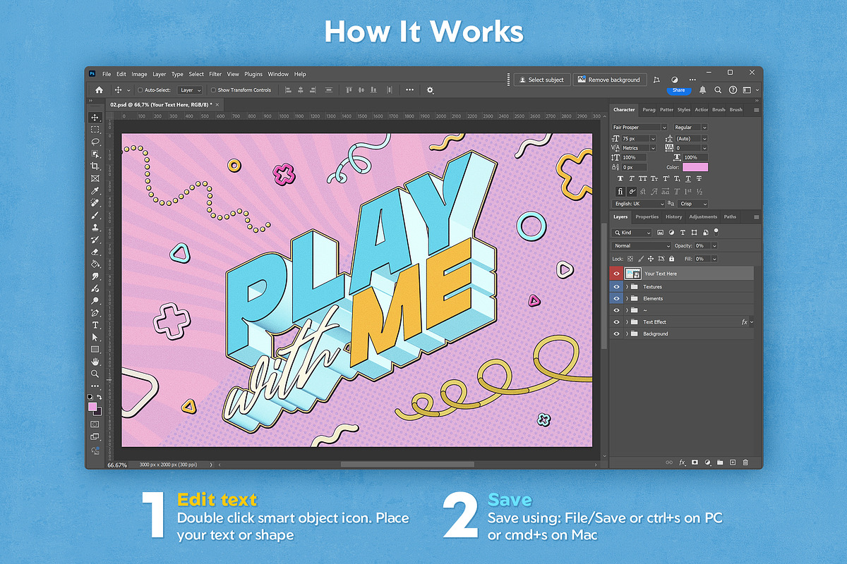 Playful Text Effects, a Layer Style Add-On by Andrew Skoch Design (Photo 2 of 9)