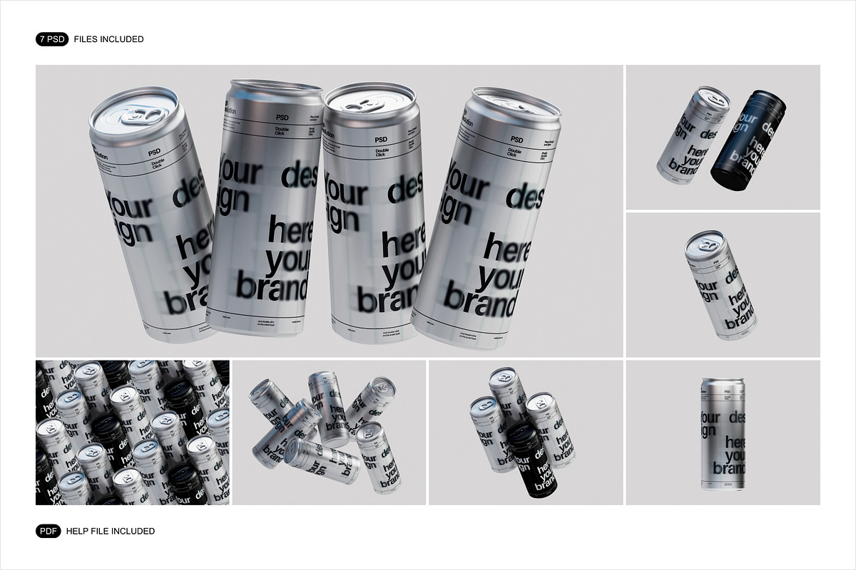 Metallic Soda Can Mockup Set, a Packaging Mockup by Renderteam (Photo 2 of 15)