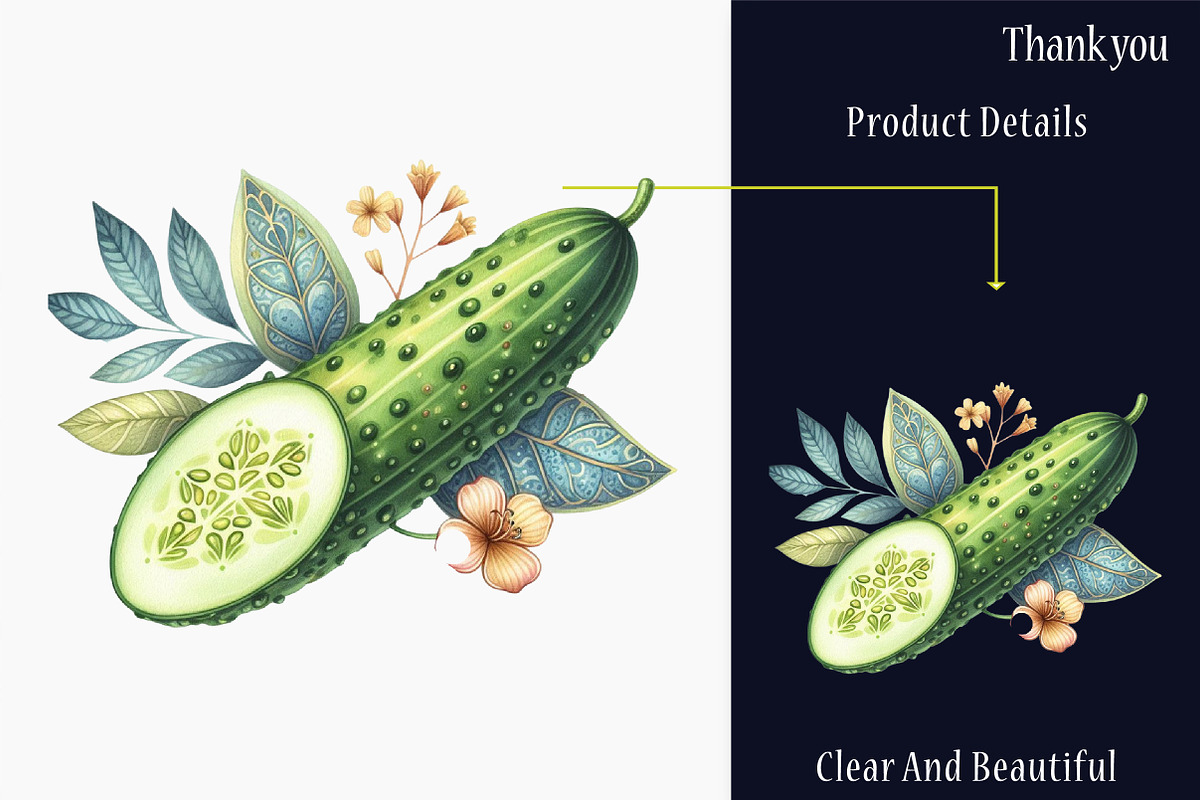 Watercolor Cute Cucumber Clipart, a Graphic by designcity5 (Photo 4 of 5)