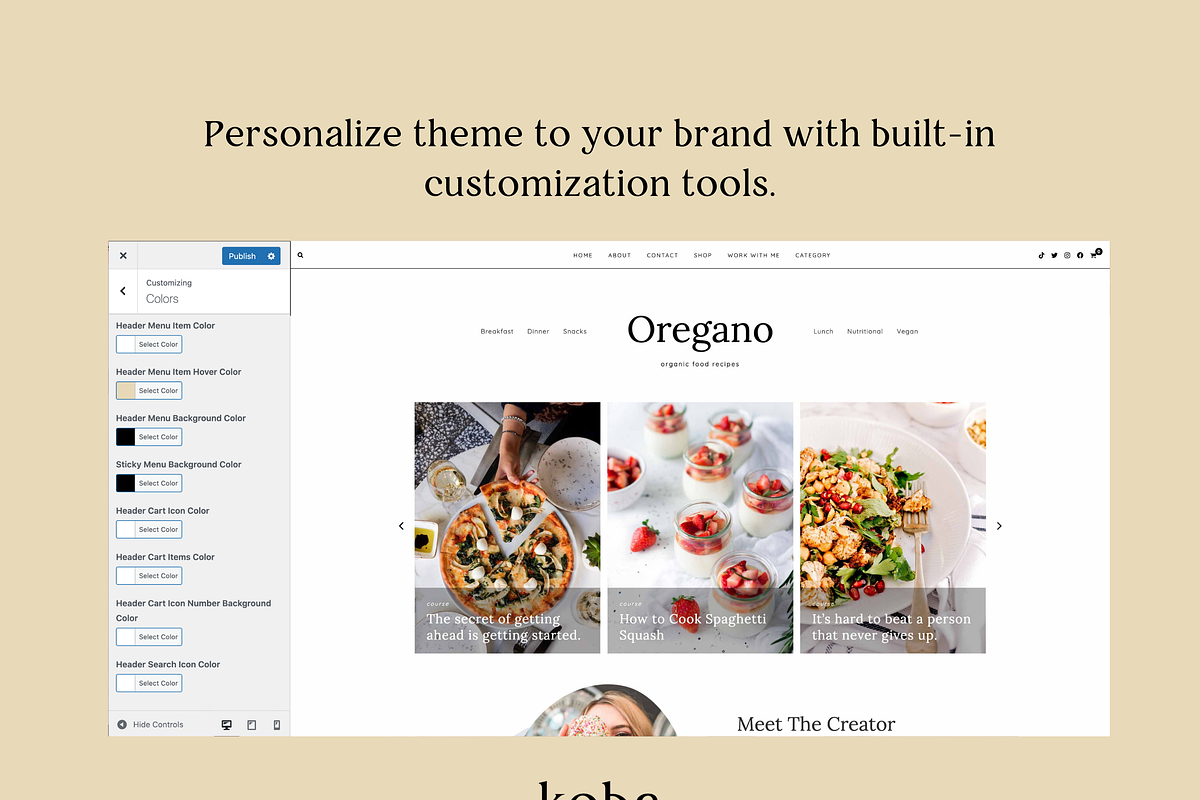 Food Blog WordPress Theme OREGANO, a WordPress Template by KOBA themes (Photo 5 of 6)