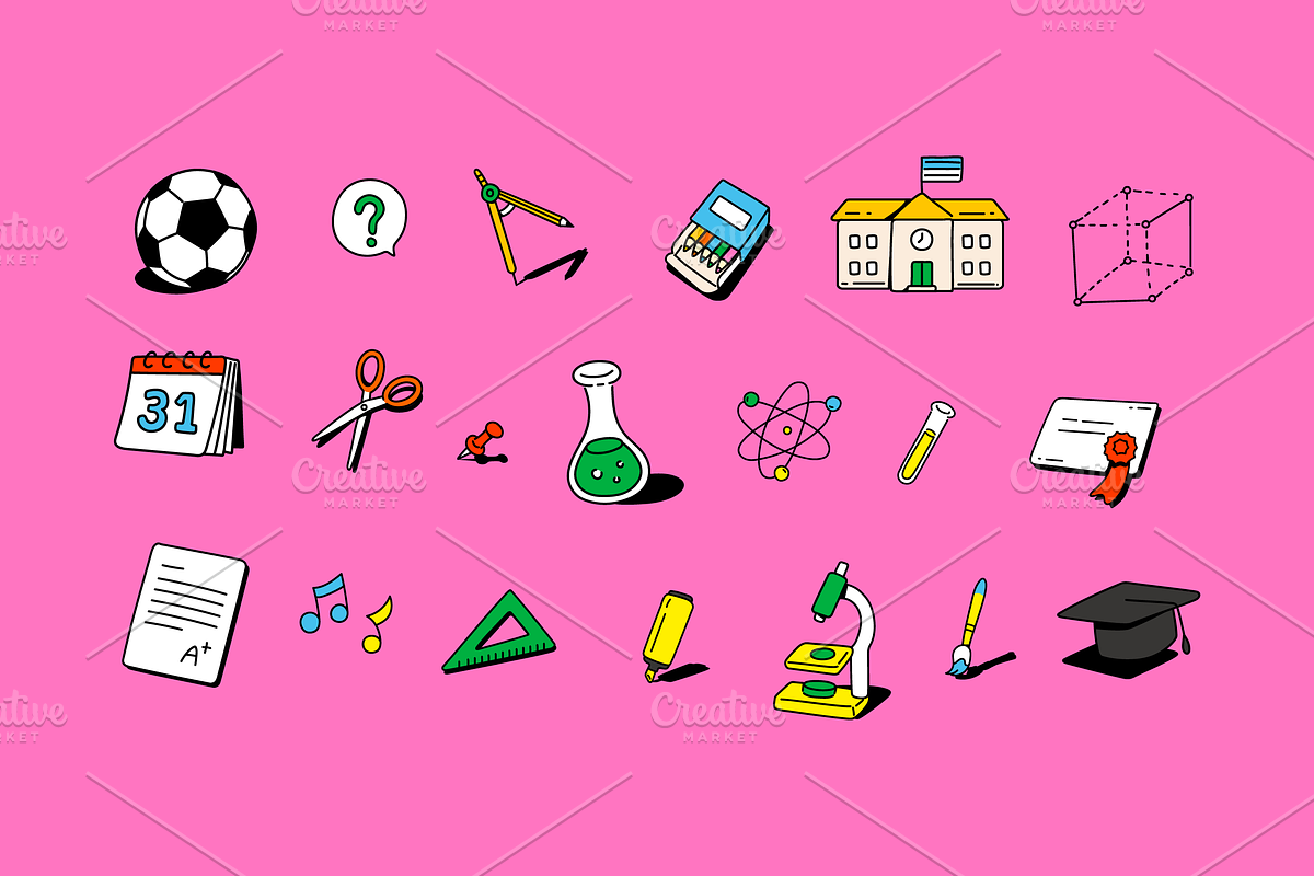 Back To School Element Set, an Education Illustration by Sinando Studio (Photo 3 of 4)
