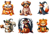 Cute Animal Halloween Clipart, an Illustration by DreamArtGraphic (Thumbnail 3 of 5)