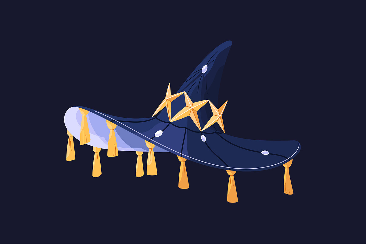 Witch, wizard hats set + patterns, an Object Illustration by PaperTrident (Photo 8 of 20)