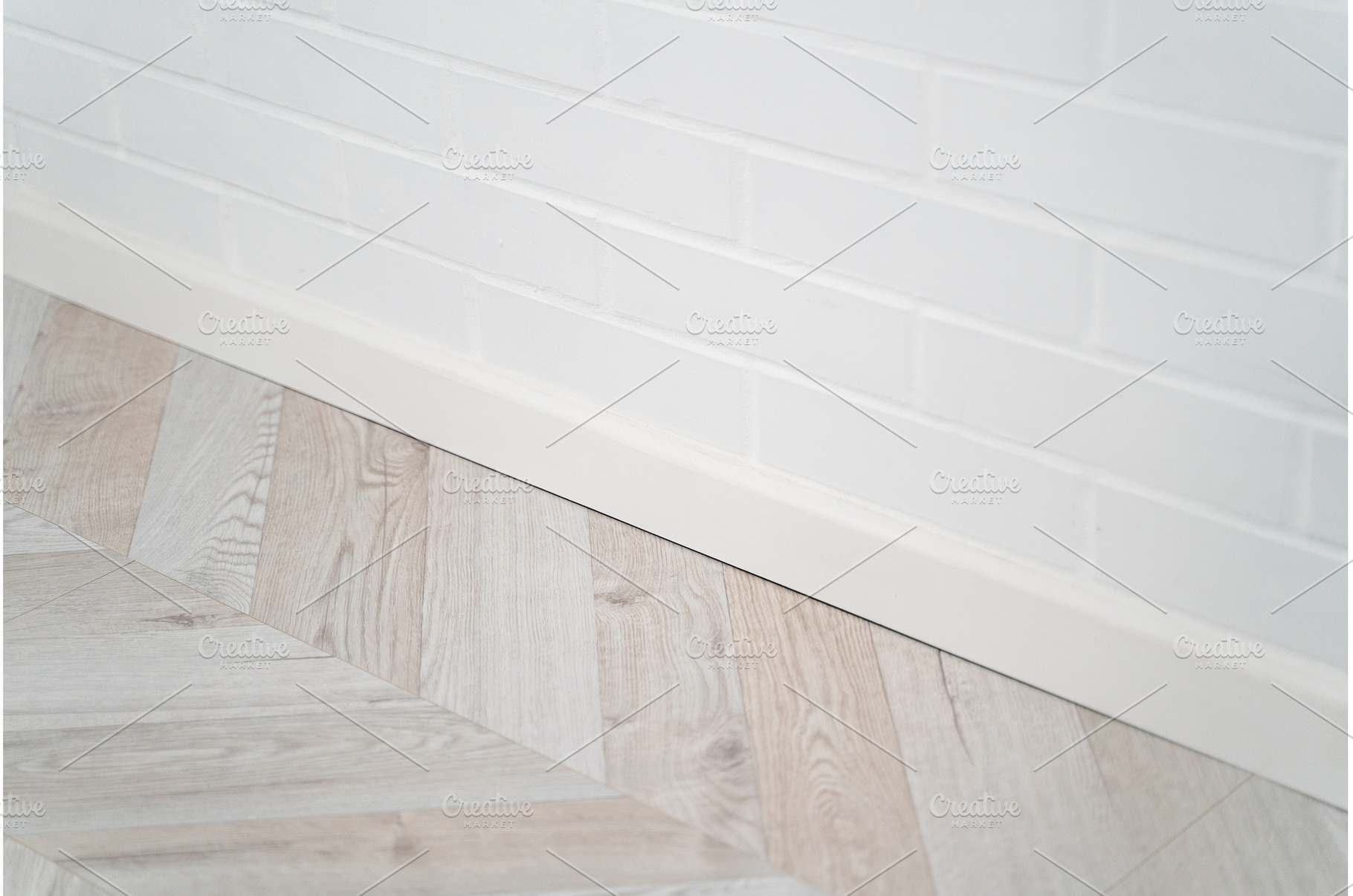 Corner view of white brick wall and, a Background Photo by volodymyrshtun13795