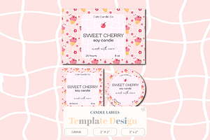Cute Pink Candle Label Template, a Stationery Template by Little Creative Scribbles