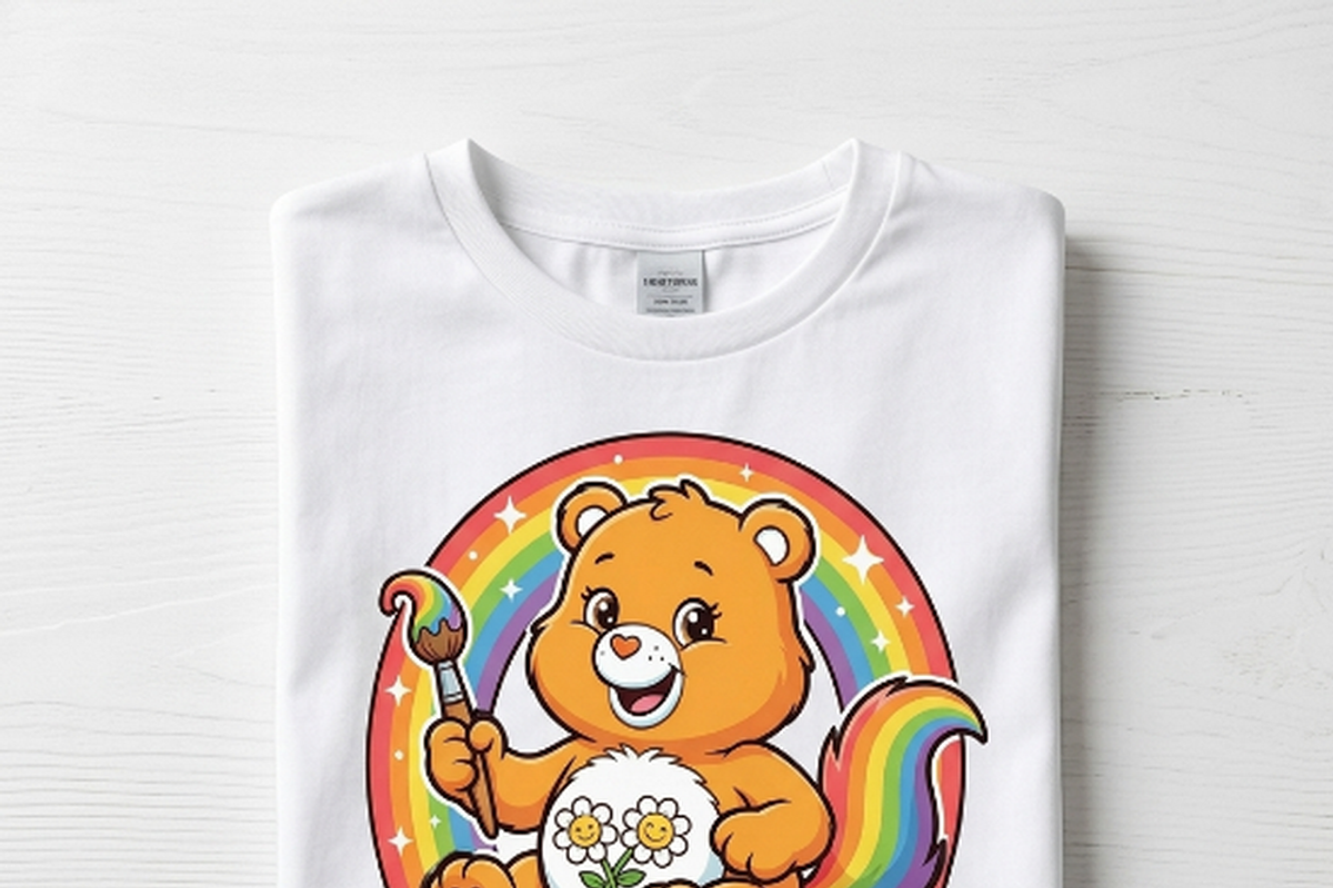 Bear holding Paintbrush Rainbow, a Shirt Mockup by Vector Stall (Photo 8 of 16)