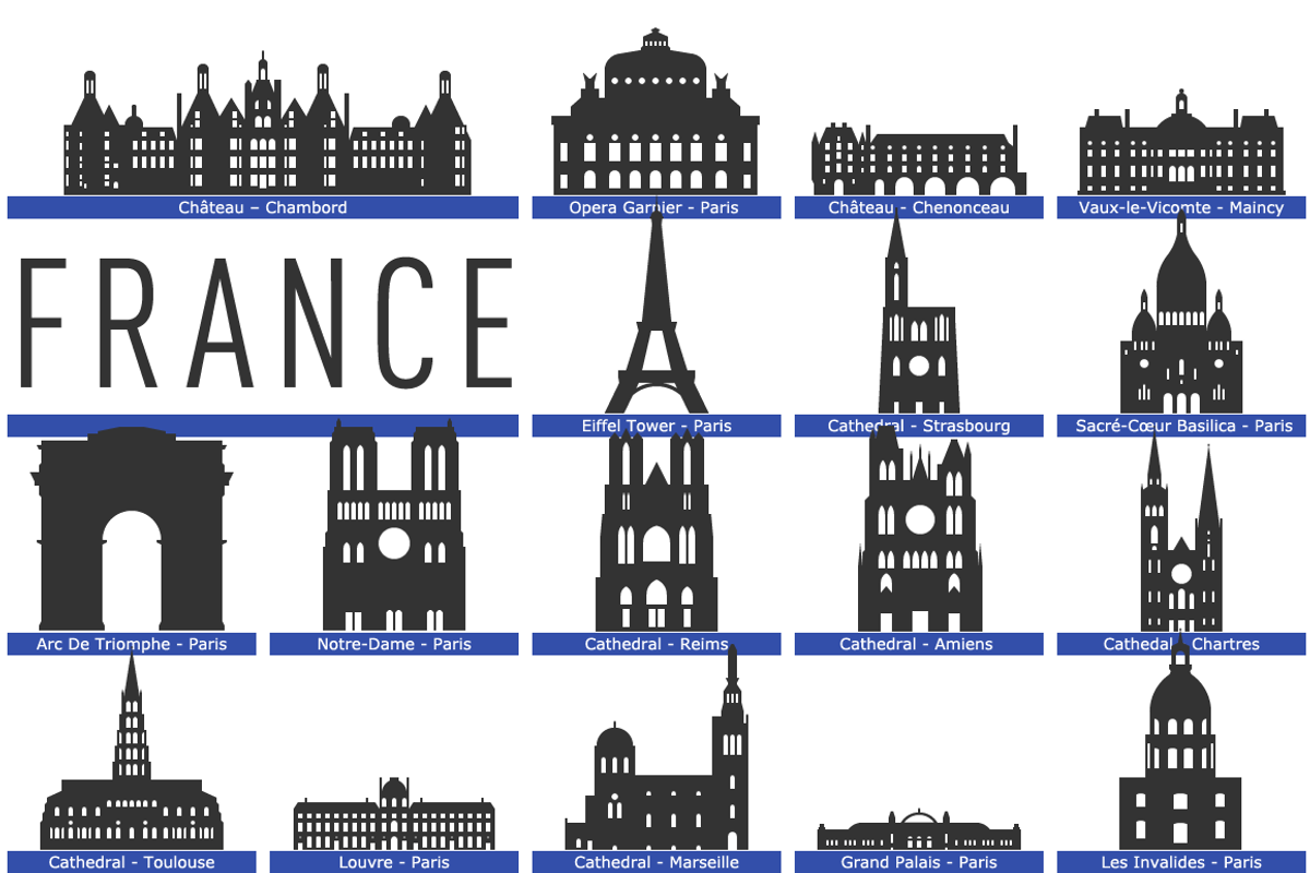 Landmarks of France, an Illustration by Jozsef Balazs-Hegedus (Photo 1 of 5)