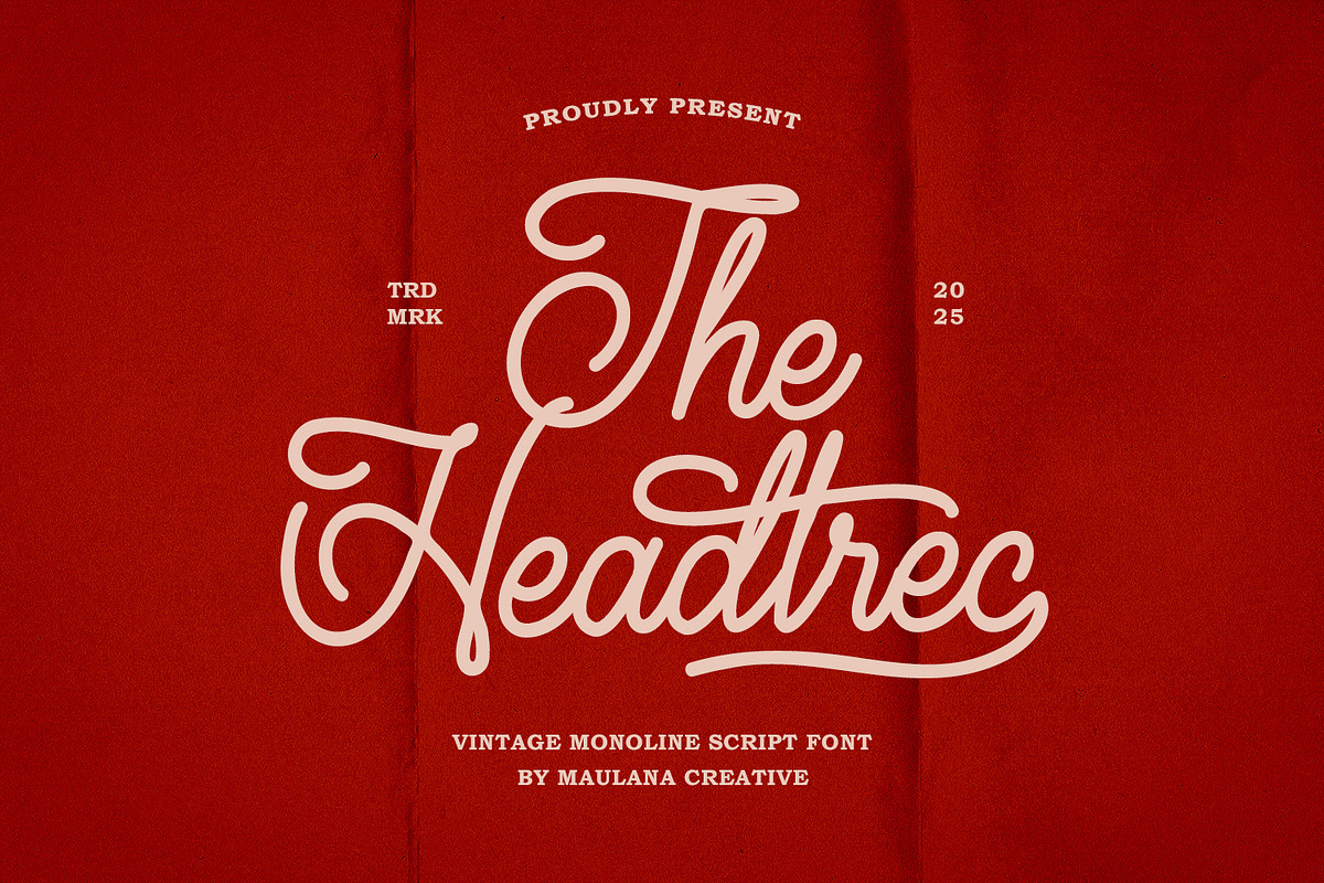 Headtrec Monoline Vintage Font, a Script Font by Maulana Creative (Photo 1 of 7)