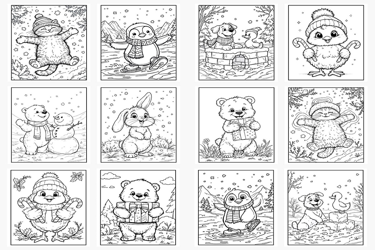 Winter Coloring Pages: Animal-Themed, a Seasonal Illustration by Lamia Emad (Photo 4 of 4)