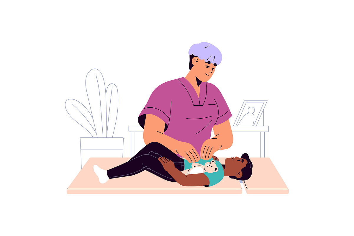 Pediatrician doctors examine kids, a Healthcare Illustration by PaperTrident (Photo 2 of 11)
