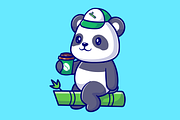 Cute Panda Drinking Coffee On Bamboo, an Animal Illustration by Catalyst Labs (Thumbnail 1 of 3)