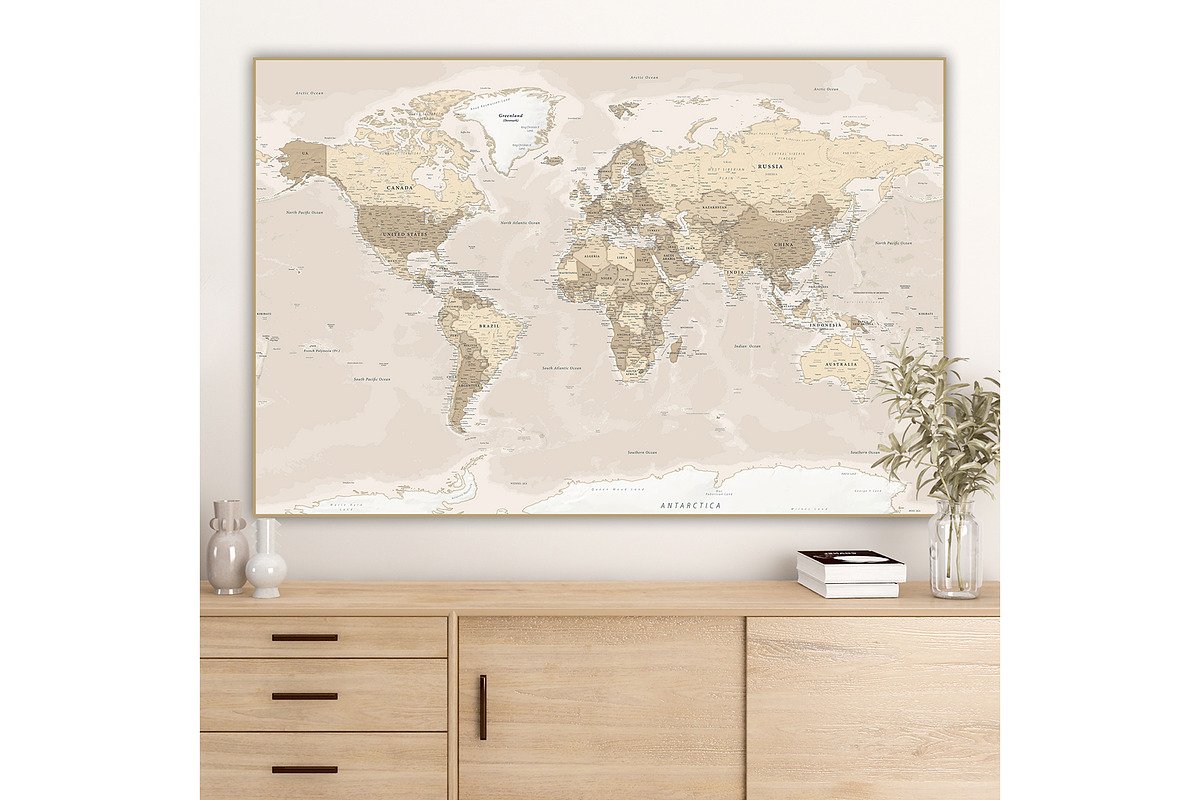 Vector World Map - Large&Detailed, a Decorative Illustration by PorcuPen Works (Photo 7 of 9)