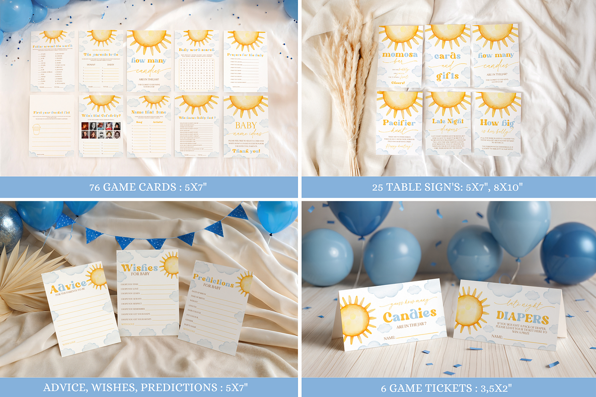 Yellow Sun Baby Shower Party Bundle, a Templates & Theme by VeliusCreativeStudio (Photo 7 of 9)