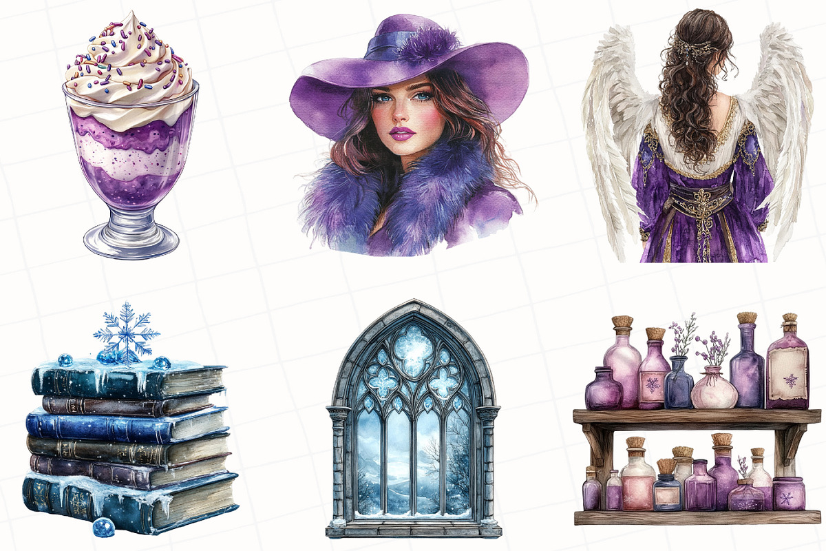 Watercolor Winter Snow Angel Clipart, an Illustration by OK Design (Photo 2 of 5)