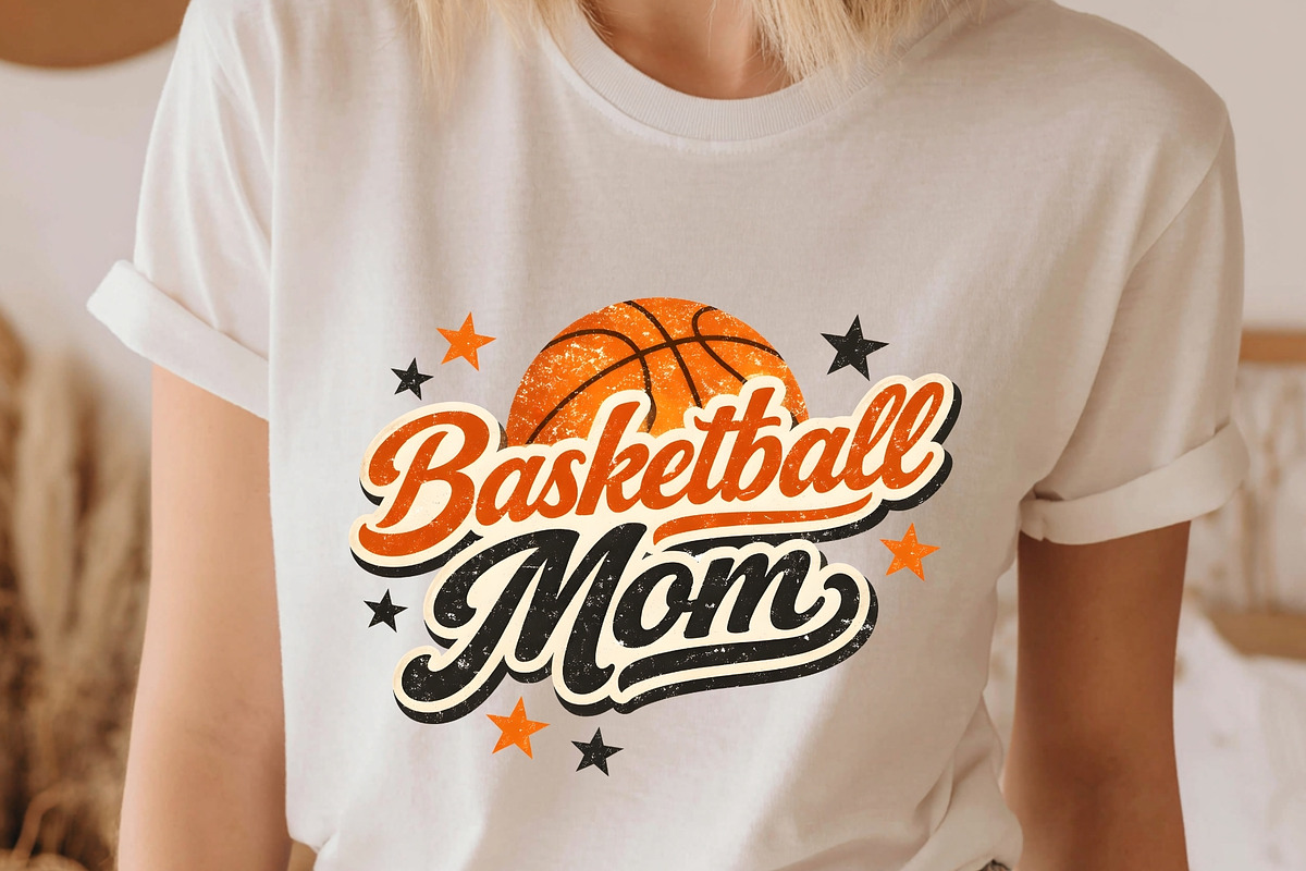 Retro Baskerball Mom PNG Shirt Sport, a Sport Illustration by SugarCloudStudioArt (Photo 2 of 6)