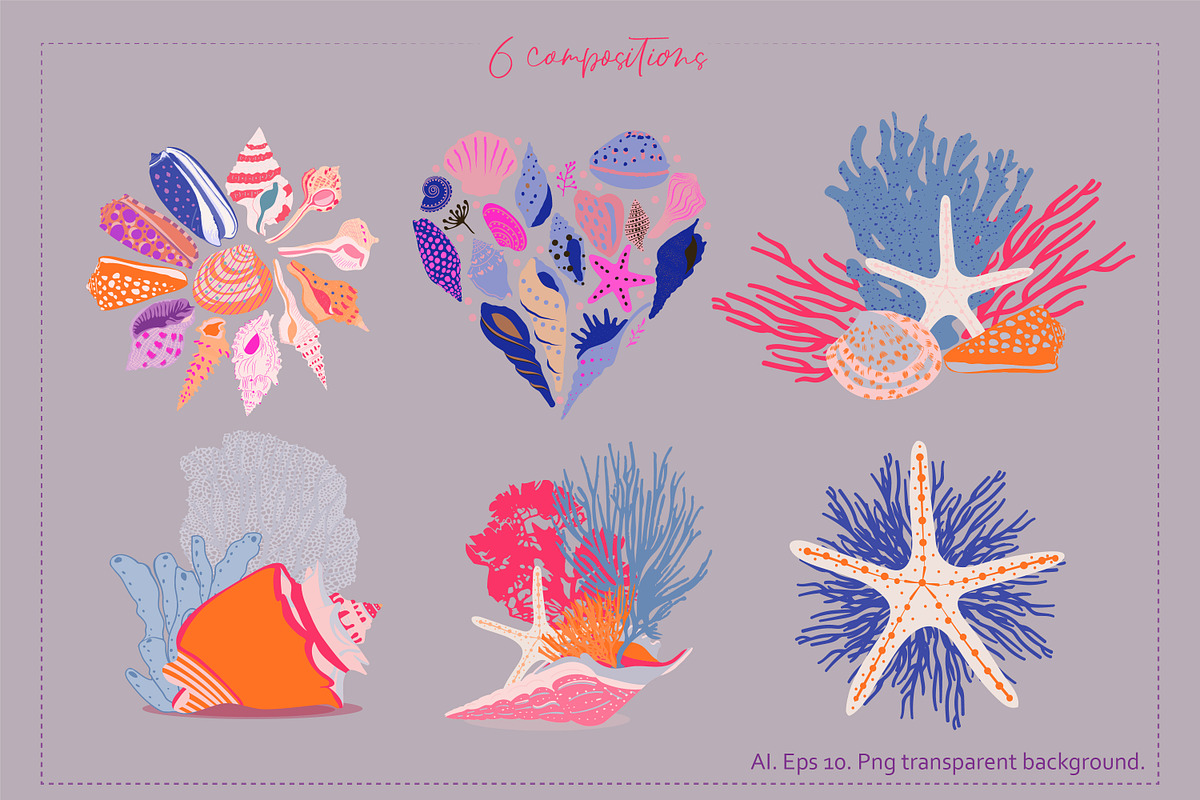 seashells collection, a Texture Illustration by Mona Ahmed (Photo 6 of 10)
