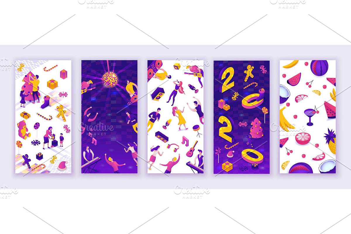 Social media stories vector set, a Person Illustration by Nadine's illustrations