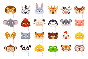 Cartoon carnival party masks, an Animal Illustration by Buch&Bee