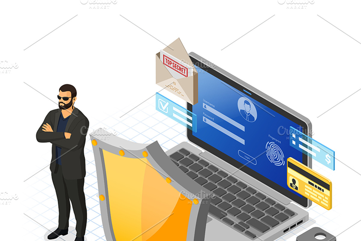 Cyber Security Isometric Concept, a Person Illustration by TAlex (Photo 4 of 6)