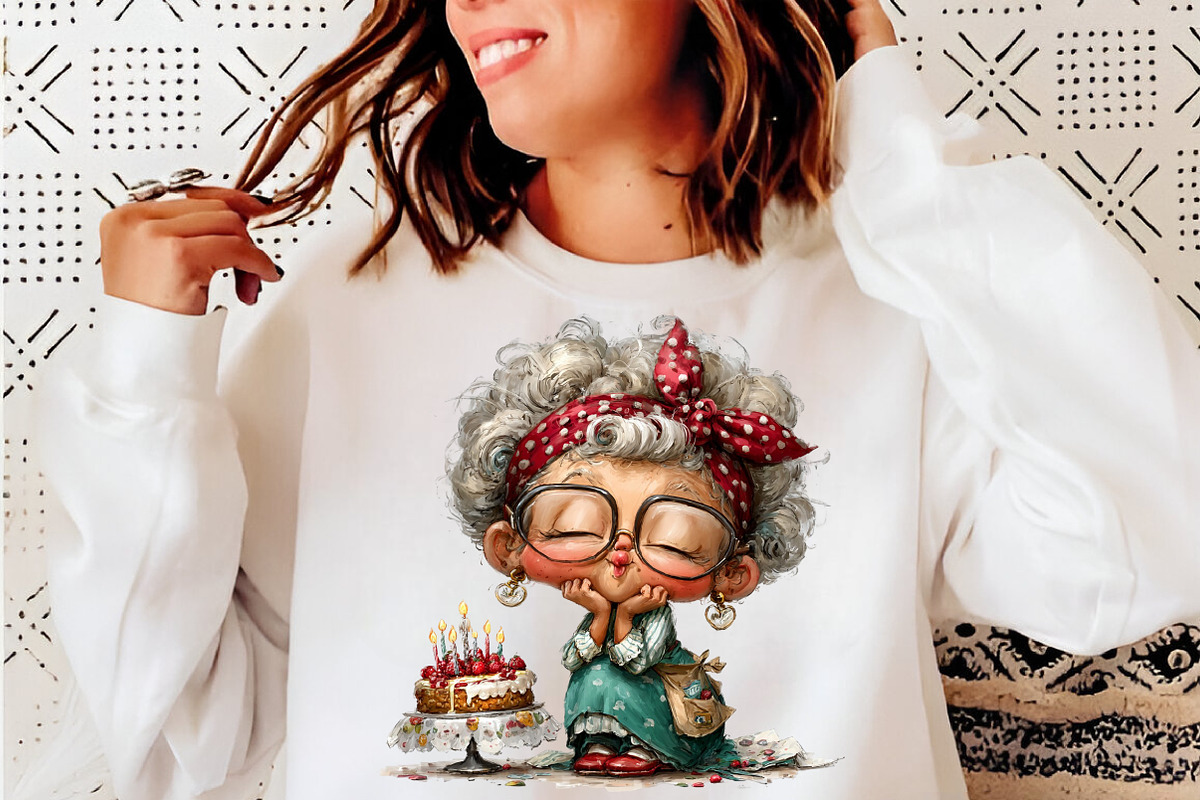 Whimsical old lady birthday clipart, an Illustration by SinaCreation (Photo 8 of 11)