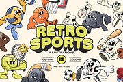 Retro Sports Mascot Illustrations, an Object Graphic by Ludere Studios (Thumbnail 1 of 8)