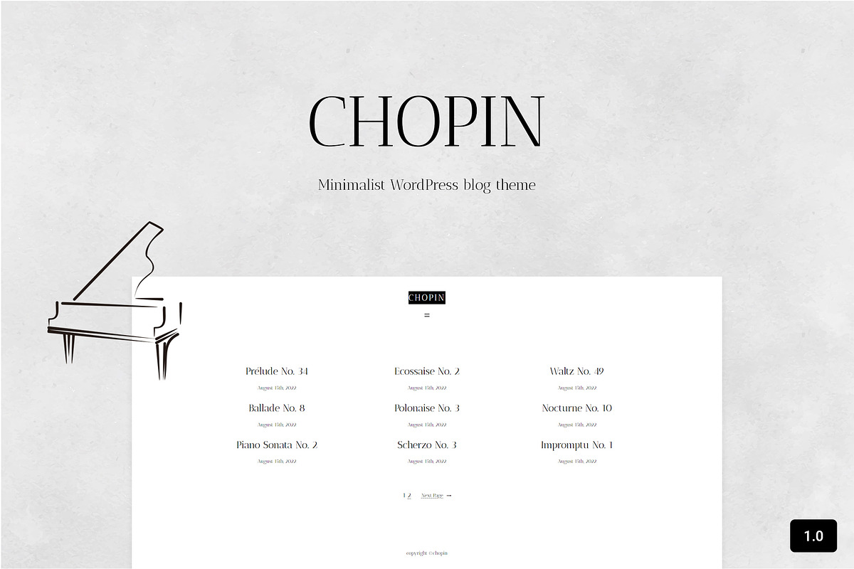 Chopin - WordPress Blog Theme, a WordPress Template by Cam' Studio (Photo 1 of 2)