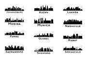 30 City Skyline Silhouettes Set 4, an Illustration by Booblgum (Thumbnail 3 of 6)