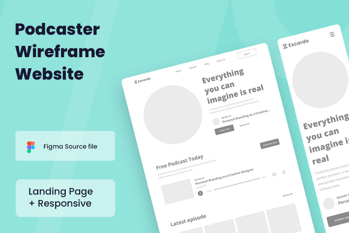 Podcast Wireframe Website, a Wireframe Template by INSPR STD (Photo 1 of 6)