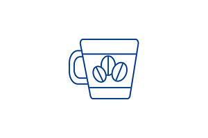 Coffee Cup With Beans Line Icon