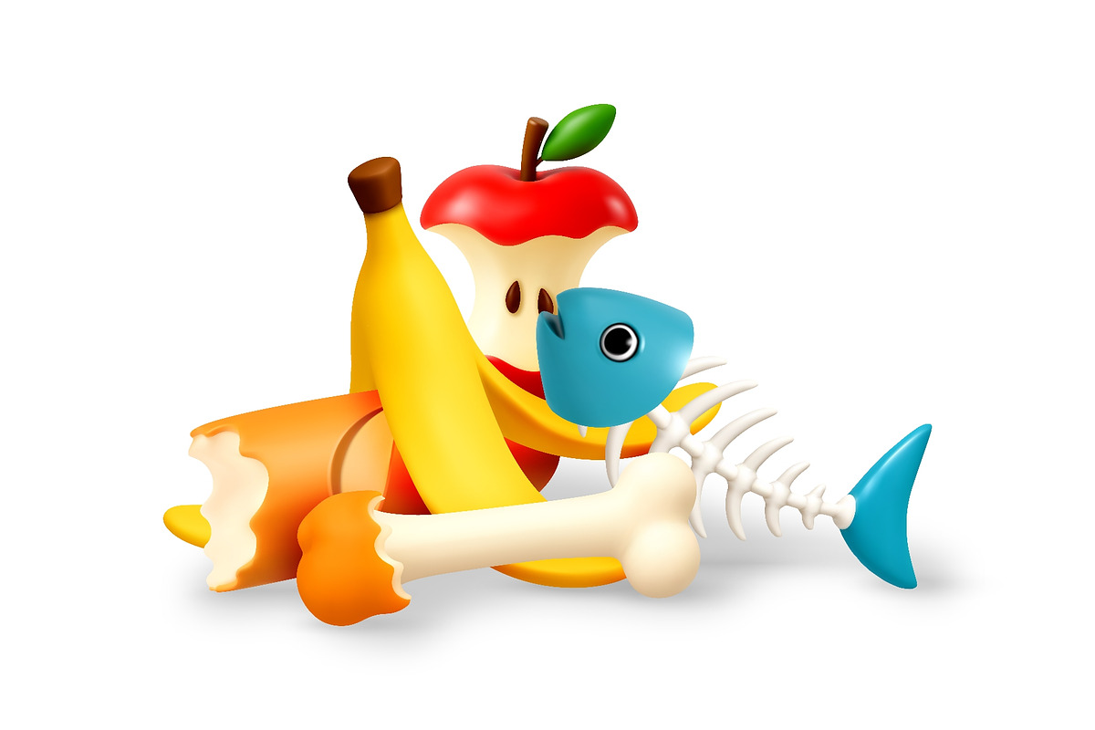 3D Food waste and leftovers, organic, a Food Illustration by Abscent (Photo 1 of 3)
