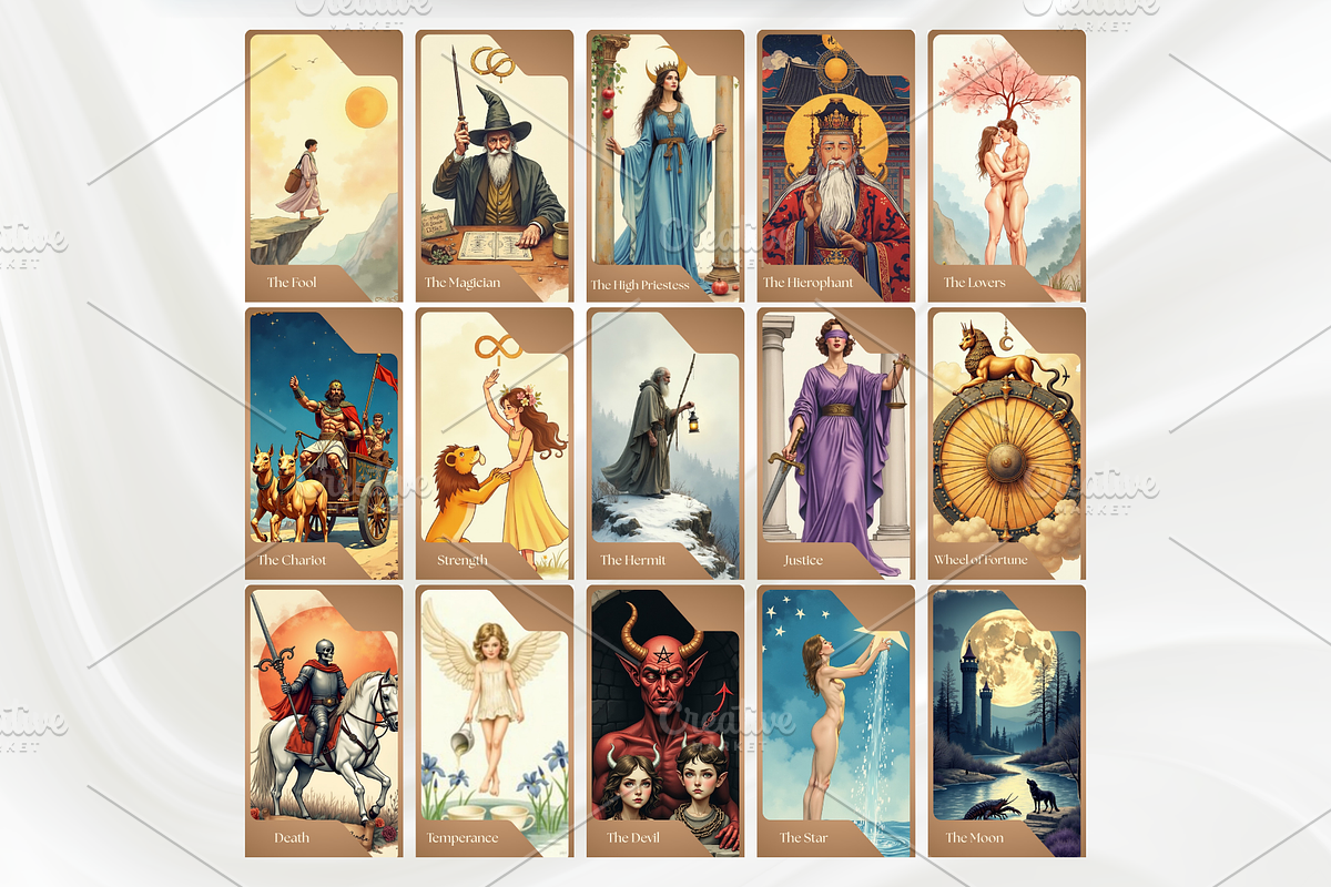 Modern Vintage Tarot Cards Deck, a Decorative Illustration by Mugio (Photo 2 of 5)