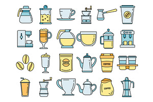 Barista Coffee Icons Set Vector